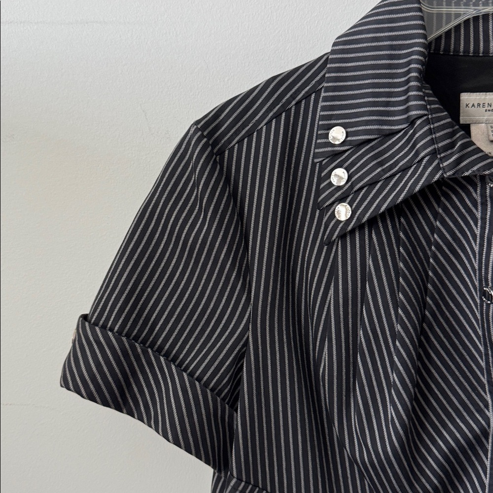 Karen Millen Black and White Pinstripe Midi Dress - Picture 4 of 10